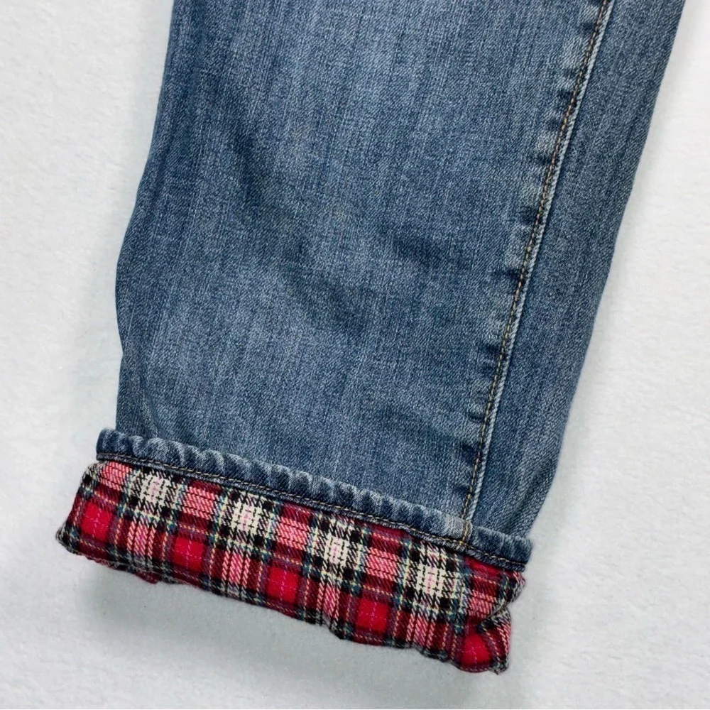 Eddie Bauer women’s flannel lined Boyfriend Relaxed blue jeans straight Sz 12